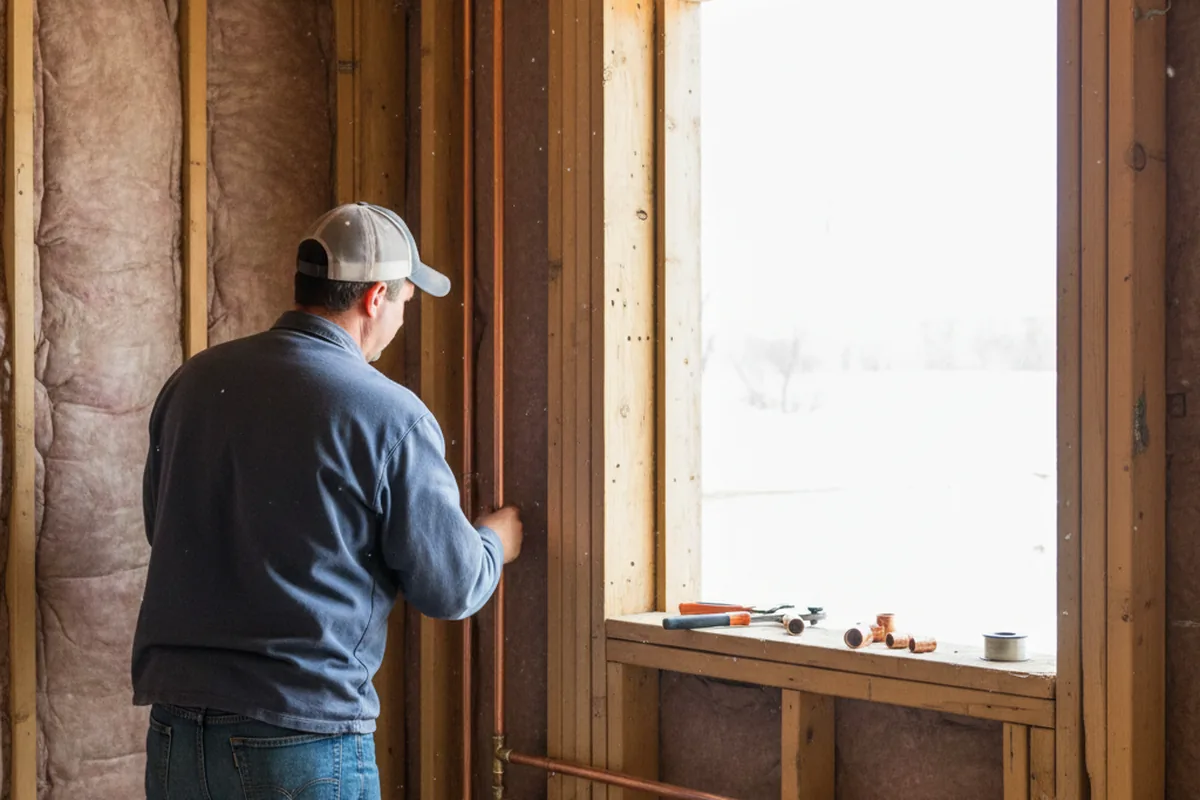Licensed plumber running new copper supply lines in a Skillman home