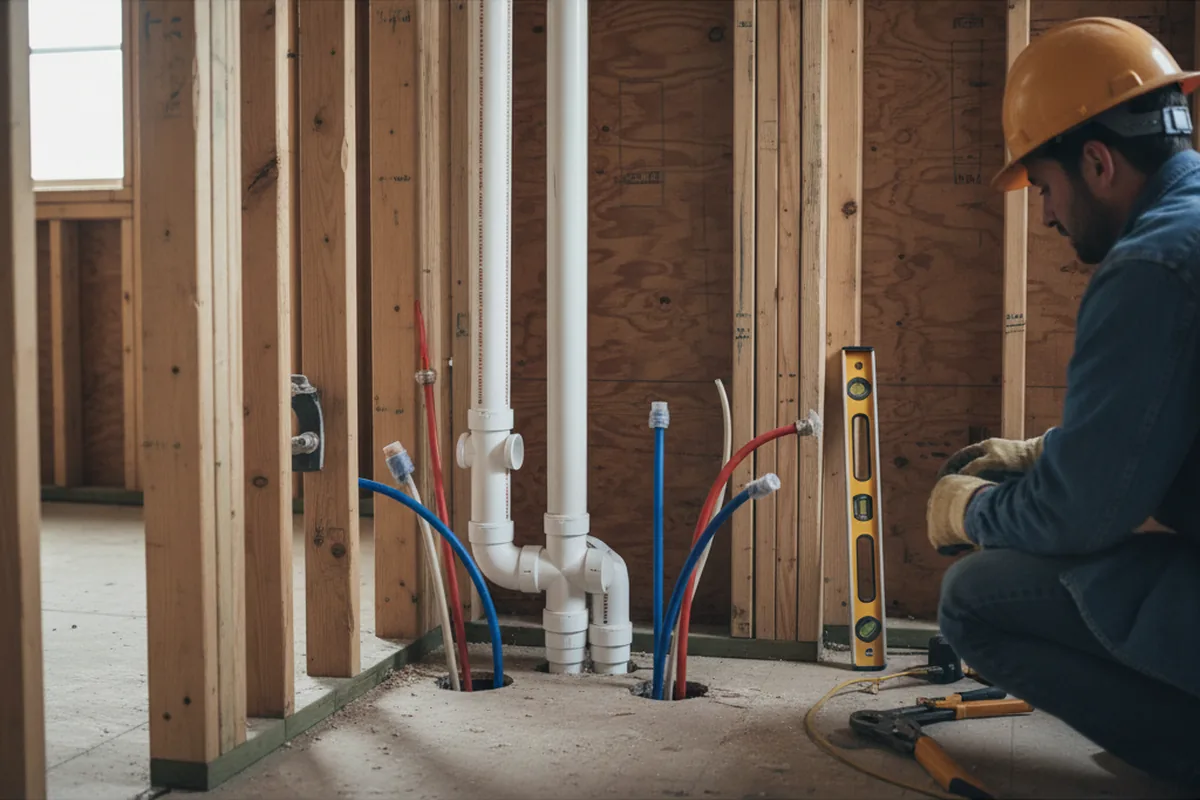 Drain and supply rough-in during Garbage Disposal Repair in Skillman