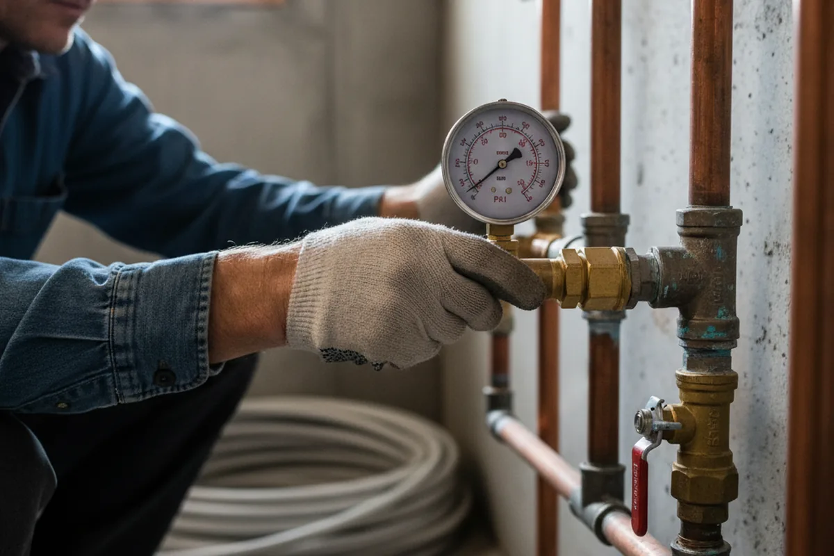 Pressure testing a repaired line during Water Line Repair in Skillman